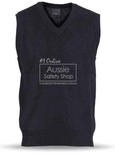 UNISEX ANTI-PILL PULLOVER WINTER WOOL BLEND KNIT VEST - Navy/Black - SZ XXXS~4XL - Picture 3 of 3