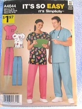 Simplicity Sewing Pattern Its So Easy A4644 Sizes XS-XL Misses Mens Pants Top