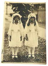 Antique Photo Flowergirls White Dresses Girls 3.5in x 5in Black and White