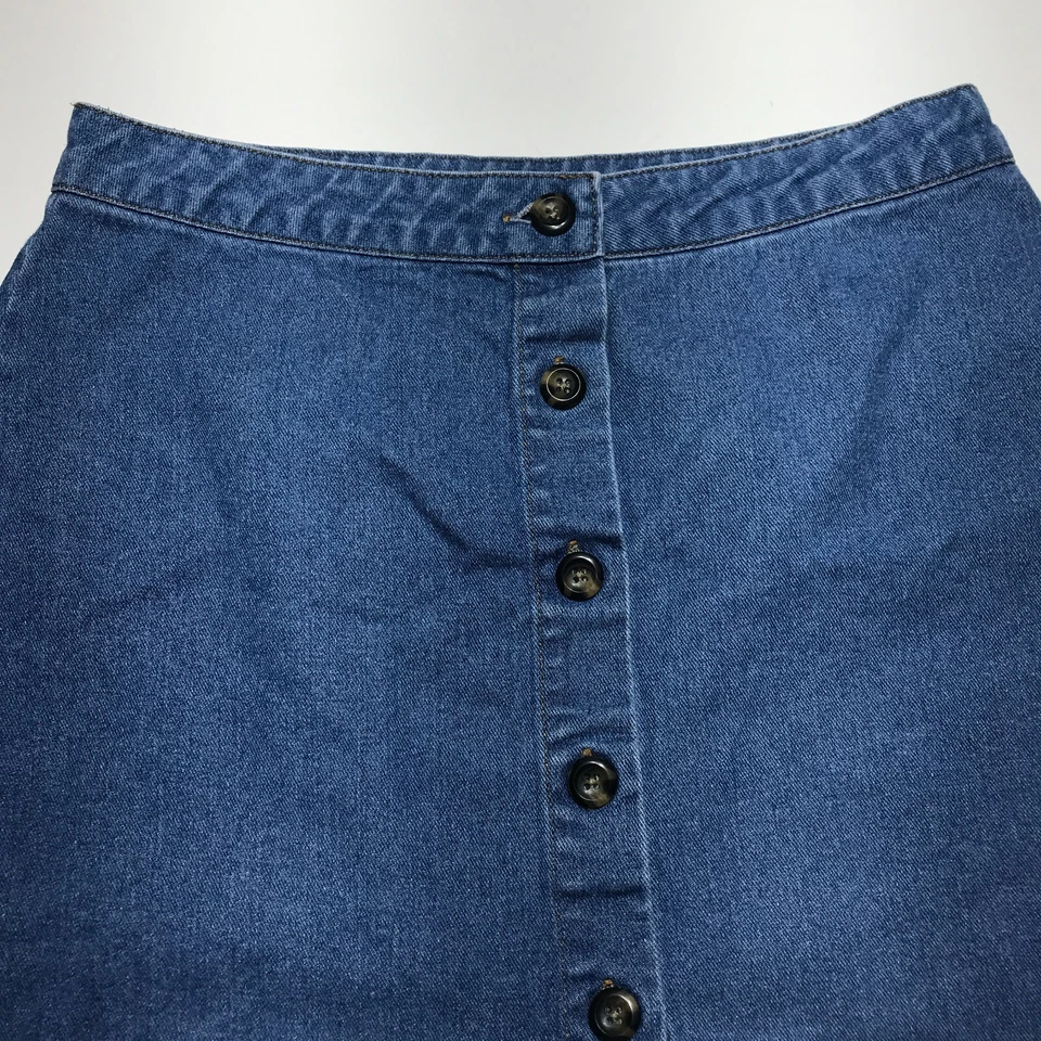 Forever 21 юбка женщин размер большой кнопка спереди джинсовой ткани мини трапеции 100% хлопок - Изображение 2 из 4