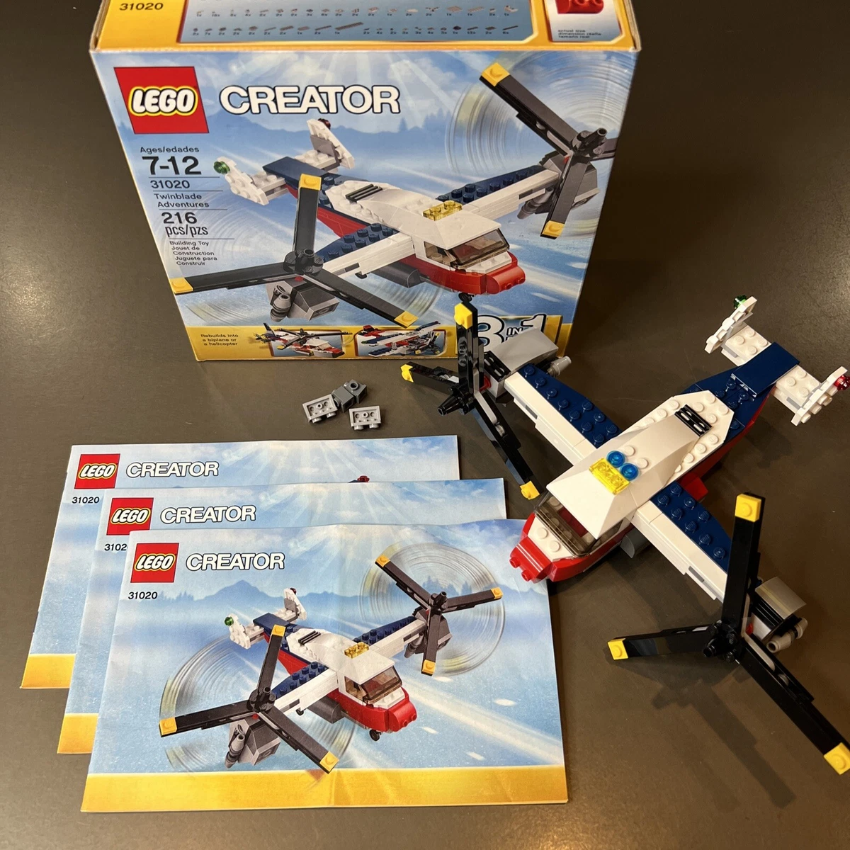 LEGO 31020 CREATOR - Twinblade Adventures Airplane, Helicopter, Osprey 100%  Comp