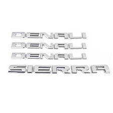 4x Denali Door Tailgate Letter Nameplate Emblem Badge Kit For Gmc Sierra Chrome