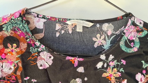 Tom Tailor Damen Bluse / Tunika schwarz gemustert, Blumen Größe M /38, neuwertig - Bild 2 von 2