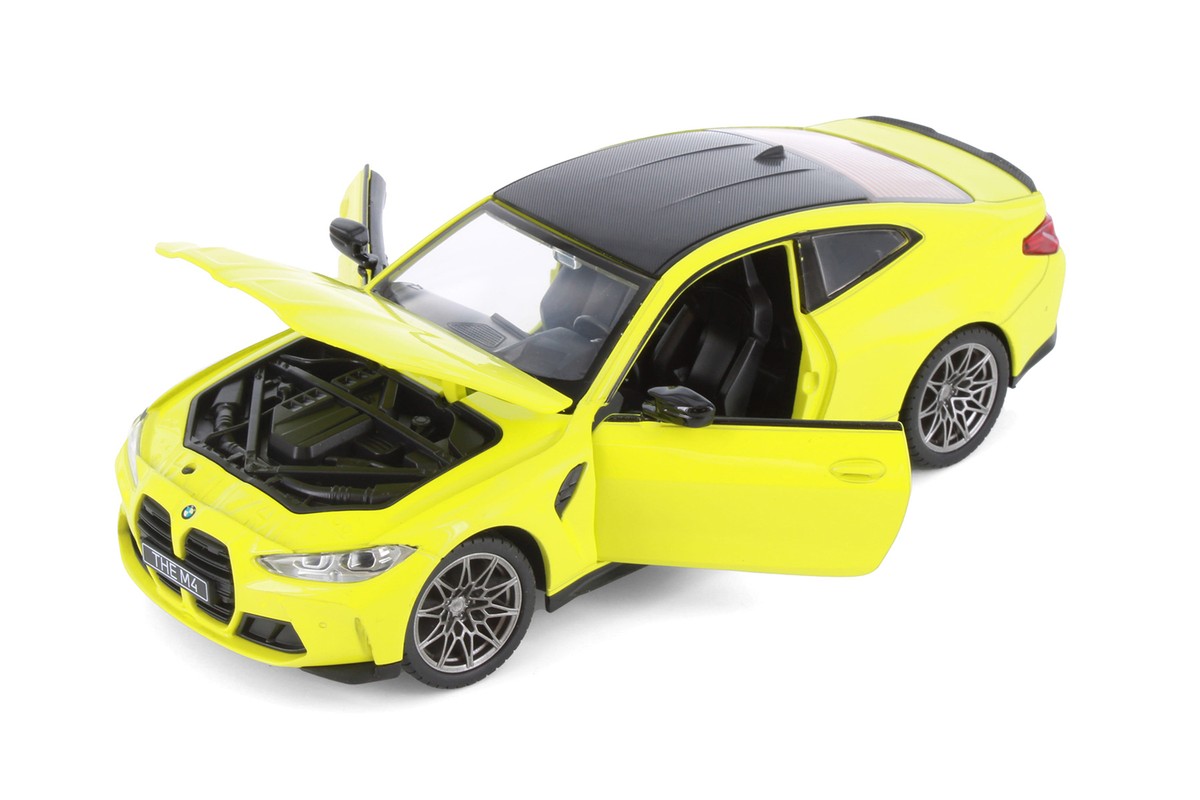 BMW M4 YELLOW COMPACT EXECUTIVE CAR 1/24 DIECAST CAR SHOWCASTS