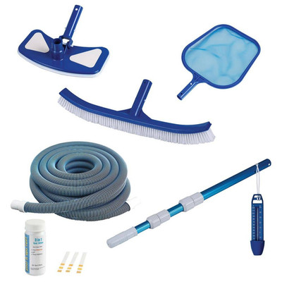 standard maintenance kit for above ground pools | blue wave cleaning skimmer vac