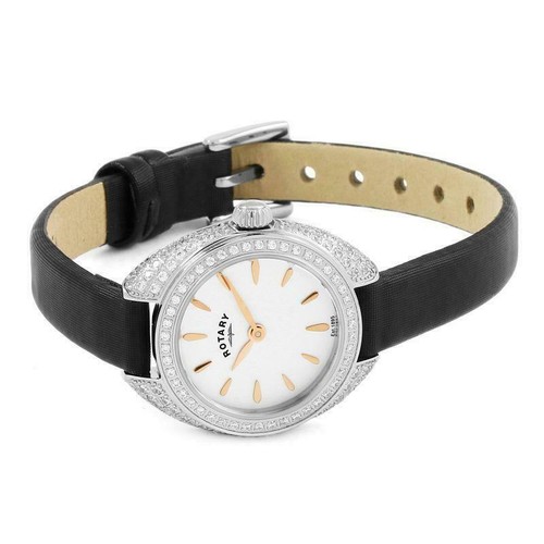 Damen Neu Rotary Petite 24 mm Voll Swarovski Kristall Set Etui 50 m Uhr UVP £229 - Bild 4 von 6