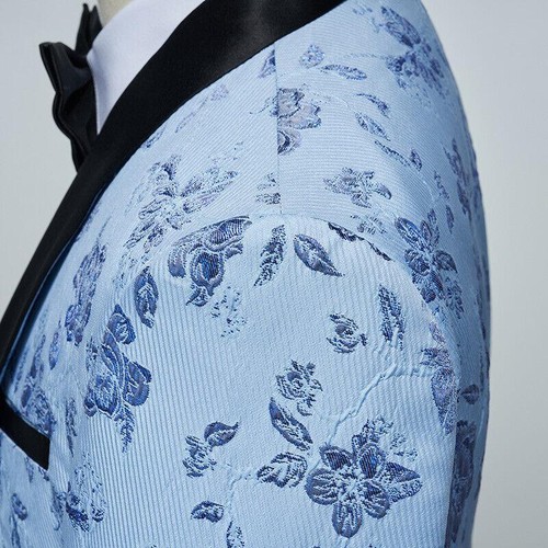 Men's Wedding Evening Florals 3pcs Suits Coat Pants Vest One Button Party Formal - Picture 14 of 28