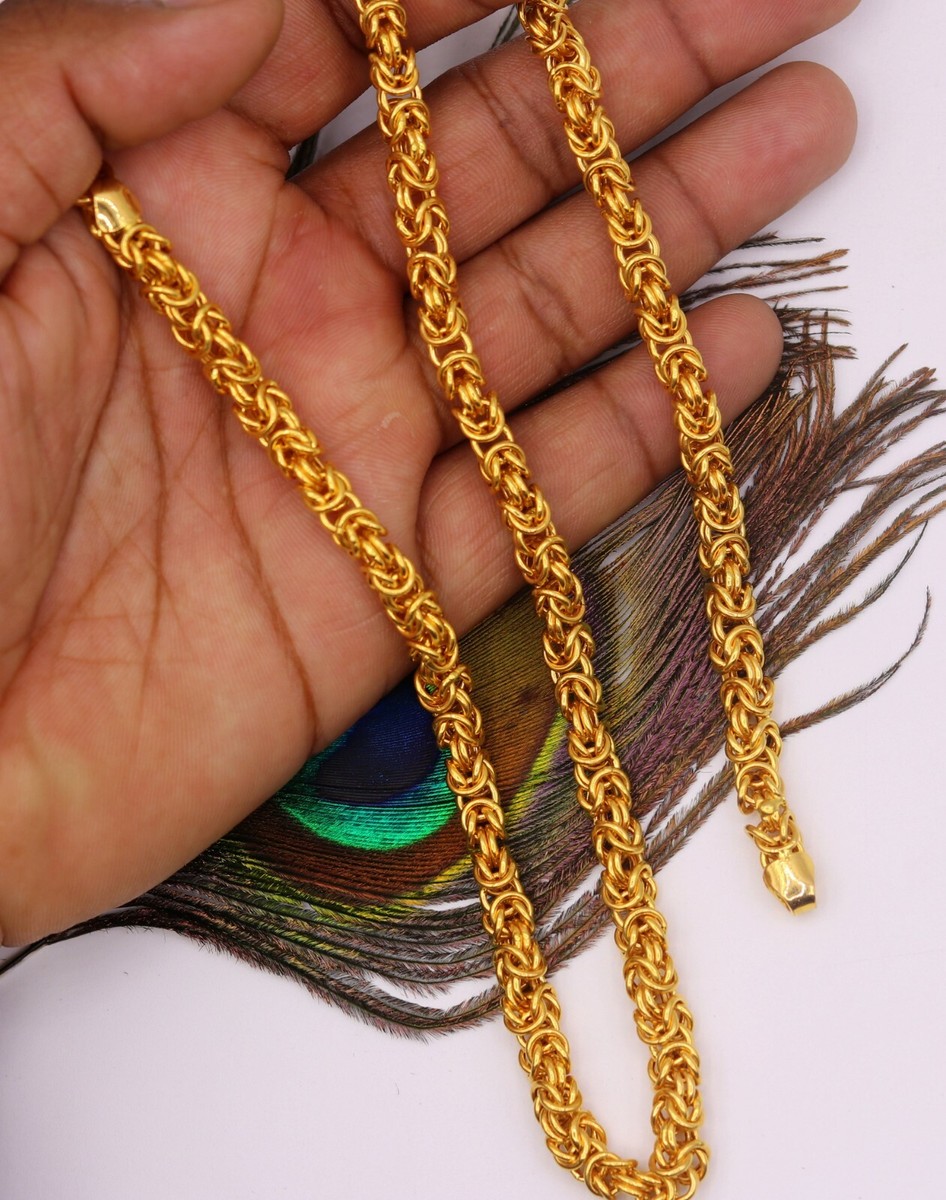HANDMADE 22K GOLD HALLMARKED BYZANTINE CHAIN NECKLACE 20 INCHES LONG GIFTS CH181
