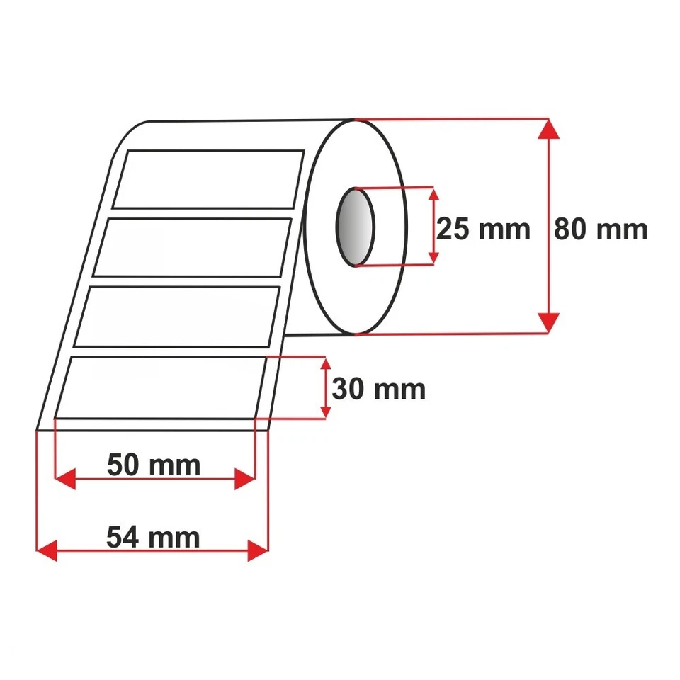 Thermo Etiketten auf Rolle 50 x 30 mm selbstklebend - für Zebra, Brother Drucker - Bild 2 von 2
