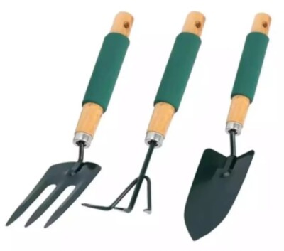 3Pcs Home Gardening Tool Set Vegetable Flower Garden Wooden Handle Hand Tool Kit