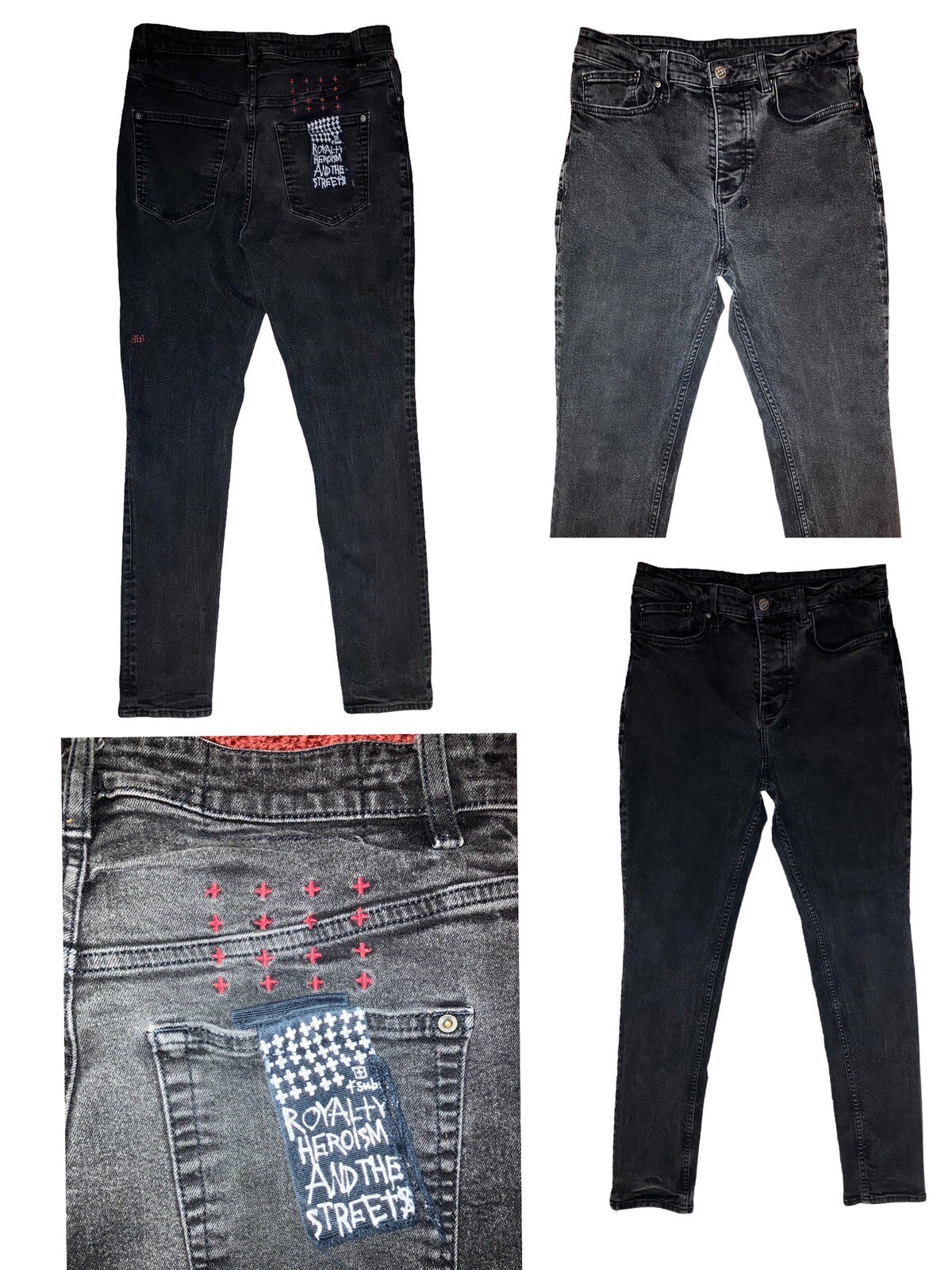 Jeans Miss Me Slim à Paillettes Et Broderies - Gris Foncé Taille 31x29 - Neuf Avec étiquettes