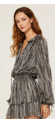 New Women's MISA Los Angeles Stunning Shirin Blouson Mini Metallic Dress  Multi M | eBay