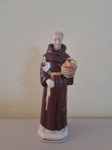 Vintage Saint Anthony Statue Bread Basket Lily N3195 Catholic - Bild 1 von 11