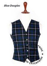 Blue Douglas Tartan vest 5 Buttons Formal Kilt WAISTCOAT - Scottish Wedding Vest