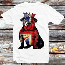 Buldog British Dog Union Jack Flag Crown Queen Jubilee T Shirt B756