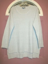 Signature Studio Womens Sz XL Light Blue 3/4 Sleeve Knit Hi/Low Sweater NWOT