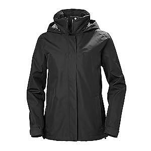 Helly-Hansen Women's Aden Waterproof, Packable Hood, Rain Coat, Black X-Small