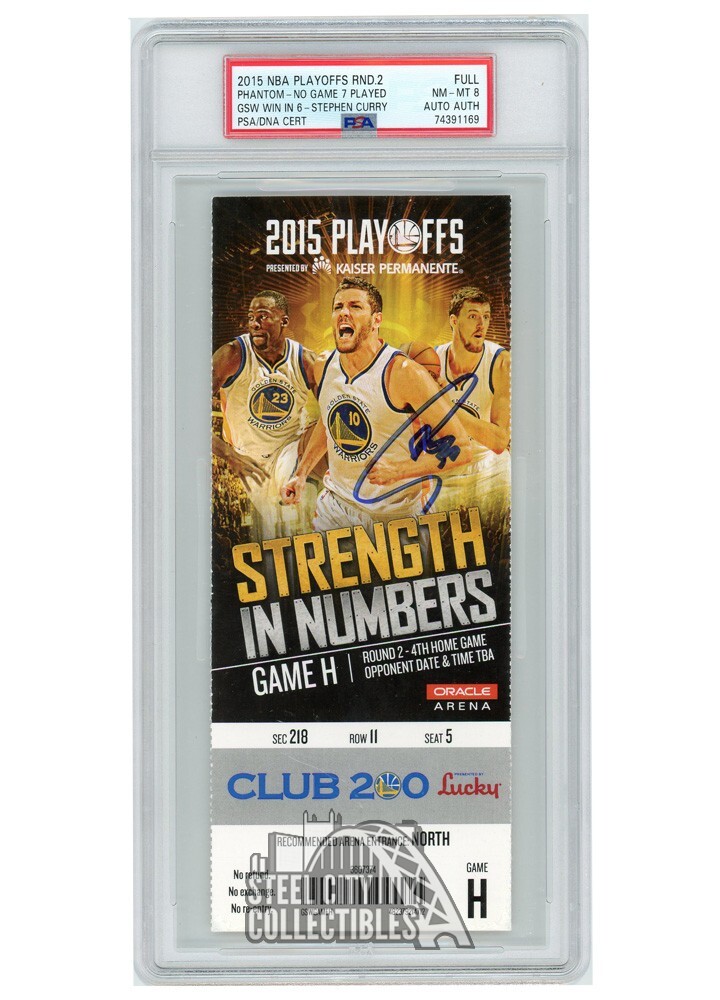 Stephen Curry Autographed Signed 2015 NBA Playoffs Round 2 Game H PSA 8 PSA/DNA Auth 
