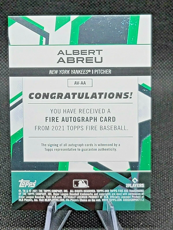 Albert Abreu 2021 Topps Fire FOIL AUTO Rookie Card #AV-AA YANKEES - Image 2 of 2