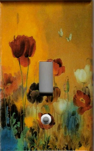 POPPIES WITH BUTTERFLIES HOME DECOR LIGHT SWITCH PLATES OR OUTLETS - Picture 4 of 28