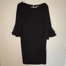 LAUREN Ralph Lauren Black Shift Ruffle Sleeve  Sz 8 LBD Cocktail NWT