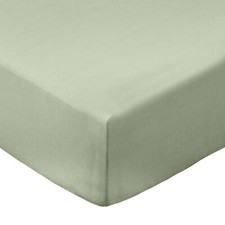 Bianca 200TC Cotton Percale Extra Deep Fitted Sheet Or Pillowcases Sage Green