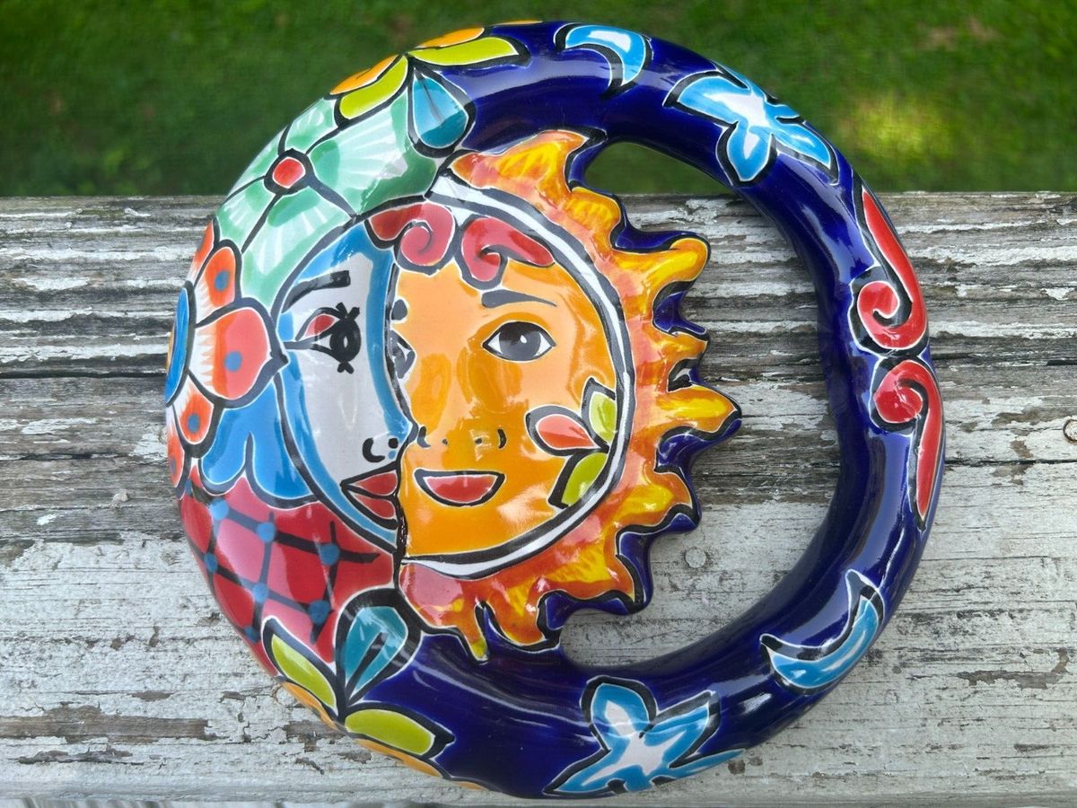 Eclipse Sun Moon Mexican Talavera Wall Art 8