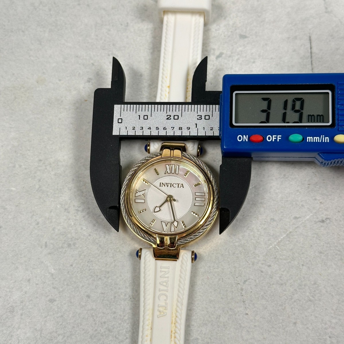 Invicta Watch Womens 32mm Bolt Gold Tone White Rubber Band  display picture 2