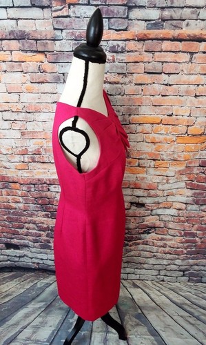 Vestido para mujer David Meister sin mangas rosa intenso texturizado vaina de trabajo talla 6 COMO NUEVO - Imagen 4 de 6