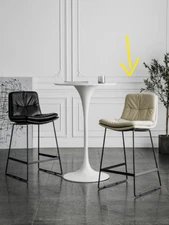 bar stool. Leather. stainless steel, elegant, minimalist, comfortable, fluffy