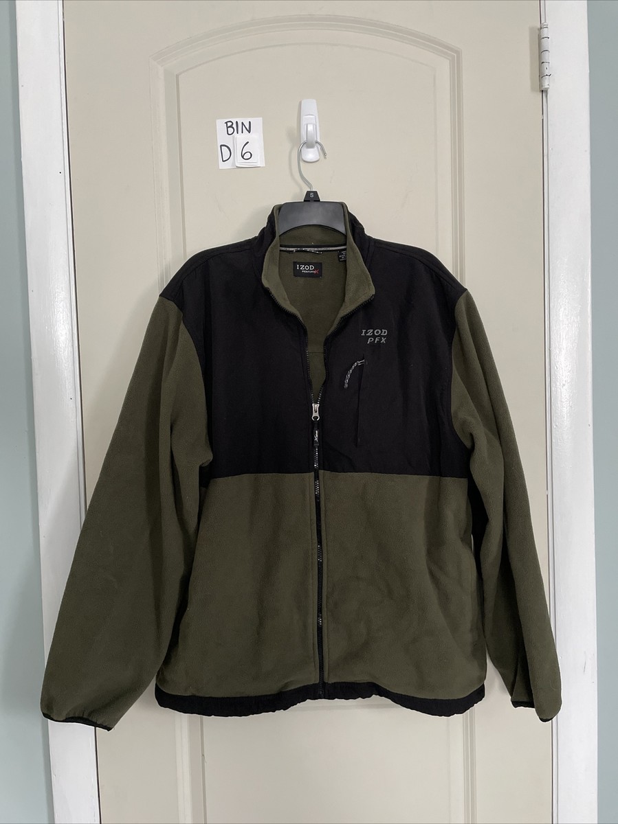 IZOD Olive Green Fleece Zip Up Jacket mens' size L | eBay