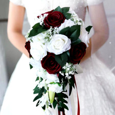 Realistic Wedding Bride Bouquet Hand Tied Flower Decoration Holiday Party Suppli