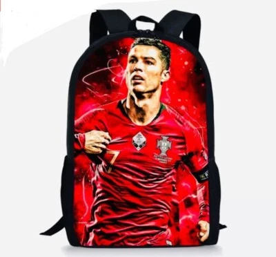 42CM Kids School Backpack Ronaldo CR7 3D Print Football Travel Bag 3D NEW