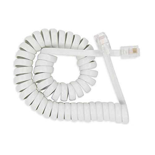 Telephone Handset Cord Modular Coiled Phone Curly Cable 15 Feet White ...