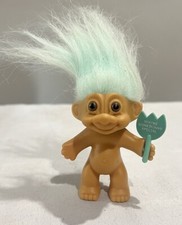 Vtg Russ 3" Troll with Blue Hair Youre Somebunny Special Sign And Tail Easter