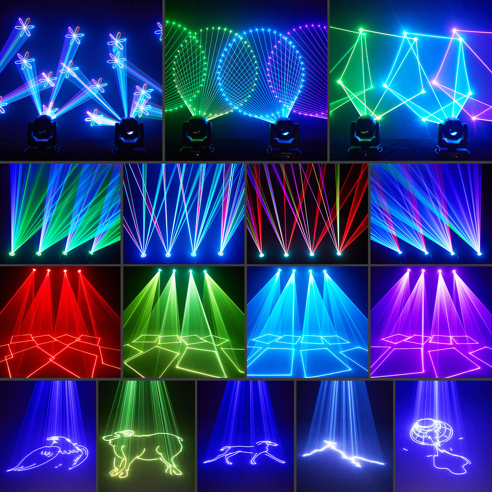 2W 3D Animation Laser Light Projector DMX RGB Stage Effect Moving Head Light US