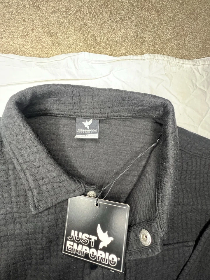 Conjunto Camisa Hombre Armani Just Emporio Negra Con Botones Talla L Foto 4 de 4