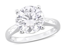 3.50 Carat (ctw) Lab-Created Moissanite Engagement Ring Sterling Silver
