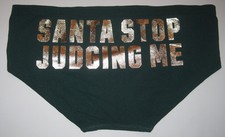 NWT VICTORIA'S SECRET PINK M SANTA STOP JUDGING ME CHRISTMAS HIPSTER PANTIES