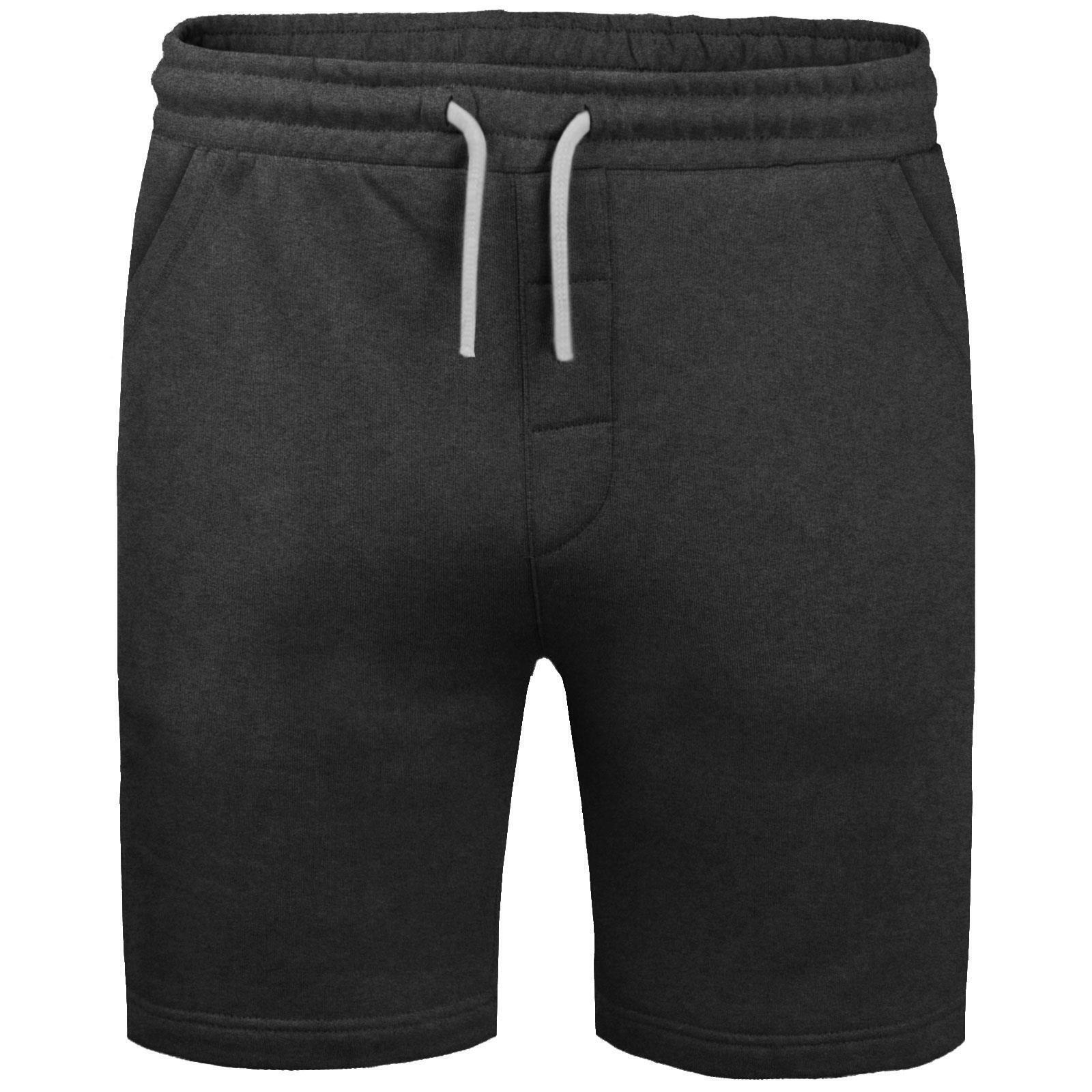 Mens Fleece Shorts Jersey Plain Elasticated Gym Sweat Plus Jogger