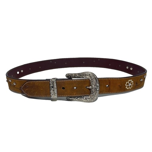 Ariat Brown Leather Belt Western Concho Buckle Turquoise  display picture 2