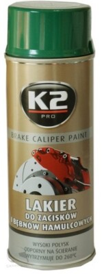 K2 Bremssattel Sprühlack 400ml GRÜN Hochglanz 260°C Hitzebeständig