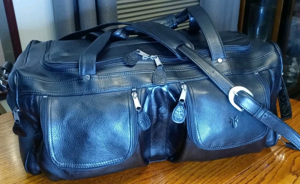 Bolso de Lona de Día de Cuero Negro Frye Vintage Estilo ~ 102 Hecho en Banco ~ Columbia ~ ¡EXCELENTE ESTADO! Foto 3 de 4