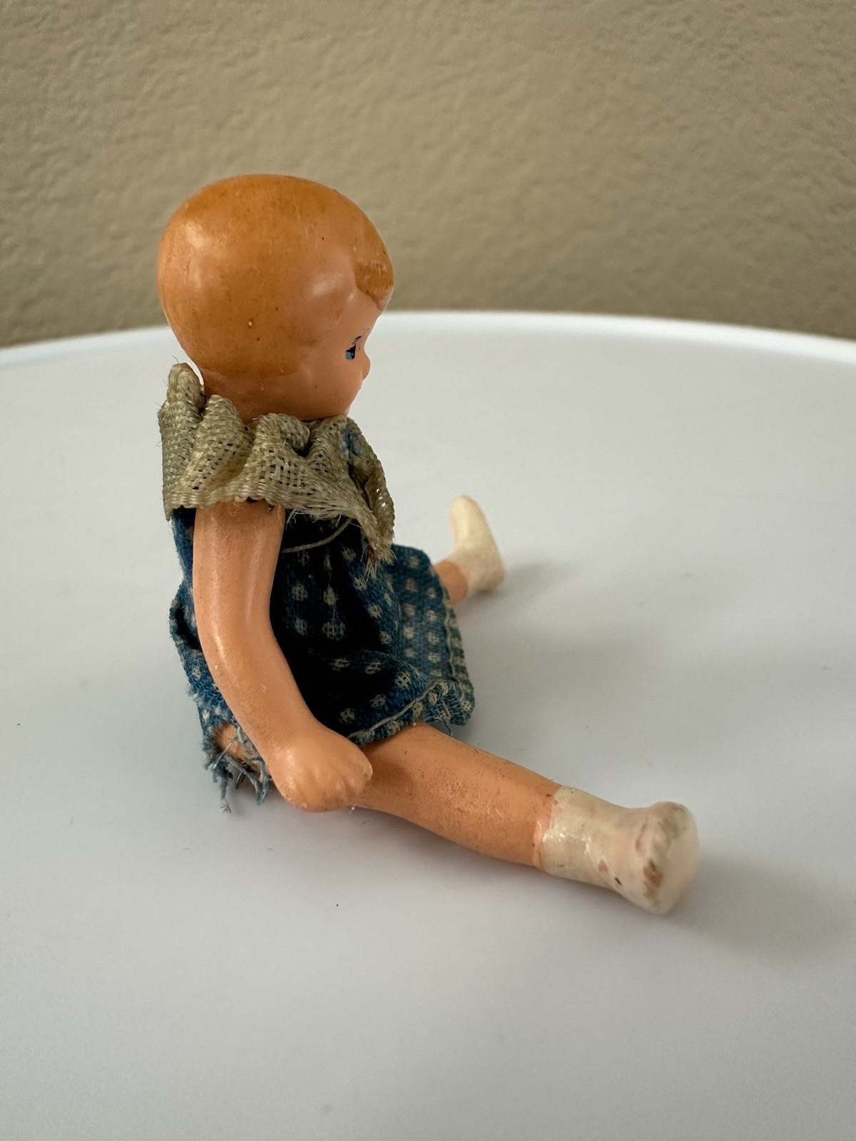 RARE* Antique Bisque Mignonette German Doll Miniature Rubber Jointed Movable 3”