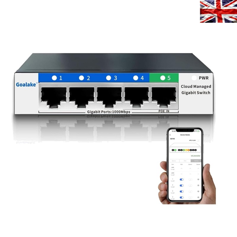 Easy Managed 5-Port Gigabit Switch: Silent Operation & Remote Monitoring