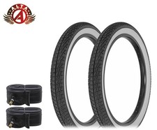 2x ALTA 20x2.40” WhiteWall Street Park BMX Tires w/Tubes – Semi-Slick Freestyle.