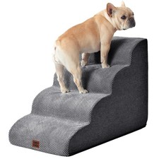 EHEYCIGA Curved Dog Stairs Ramp for High Beds 19.7" H, 4-Step Dog Steps for S...