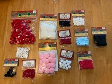 Vintage Darice Fibre Crafts Pom Poms Mixed Brand Lot 13