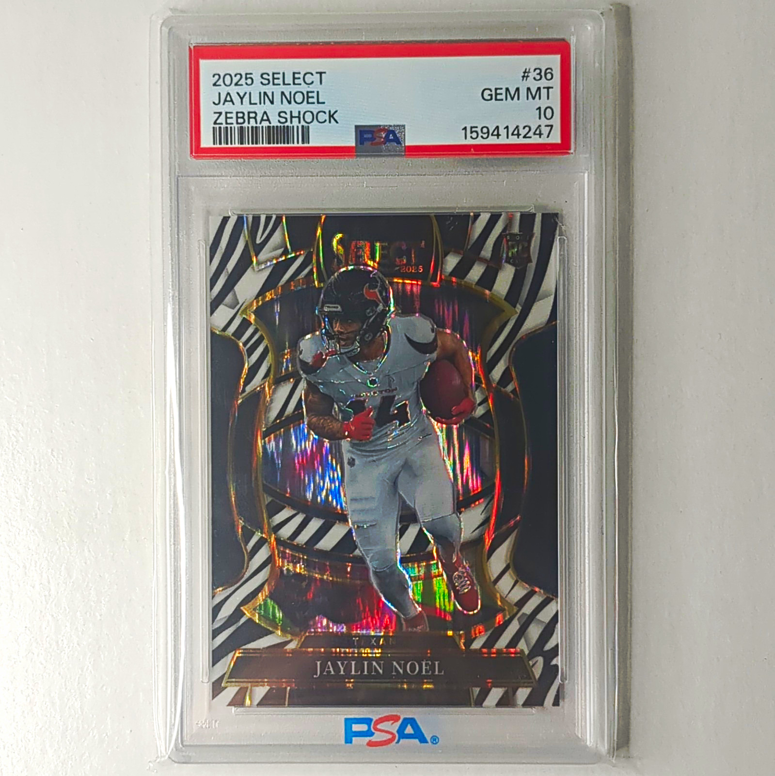 Panini 2025 Select Concourse Jaylin Noel RC #36 Zebra Shock Prizm PSA 10 POP 1!!