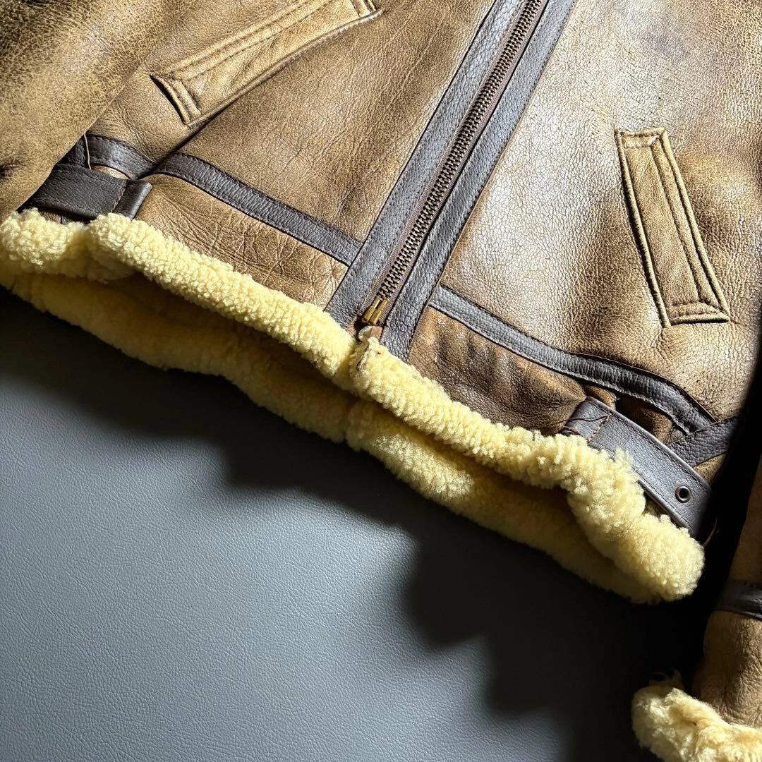 Chaqueta de Vuelo Schott B3 Cuero de Oveja Marrón Talla 38 Hecha en EE. UU.